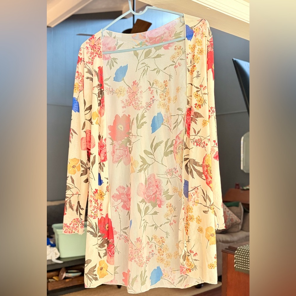 Vibrant Floral Sheer Kimono